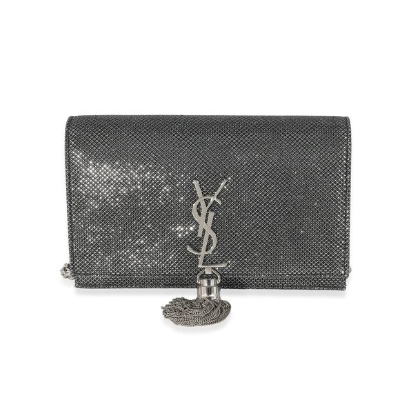 Saint Laurent Silver Embossed Kate Tassel Chain Wallet - Picture 1 of 8